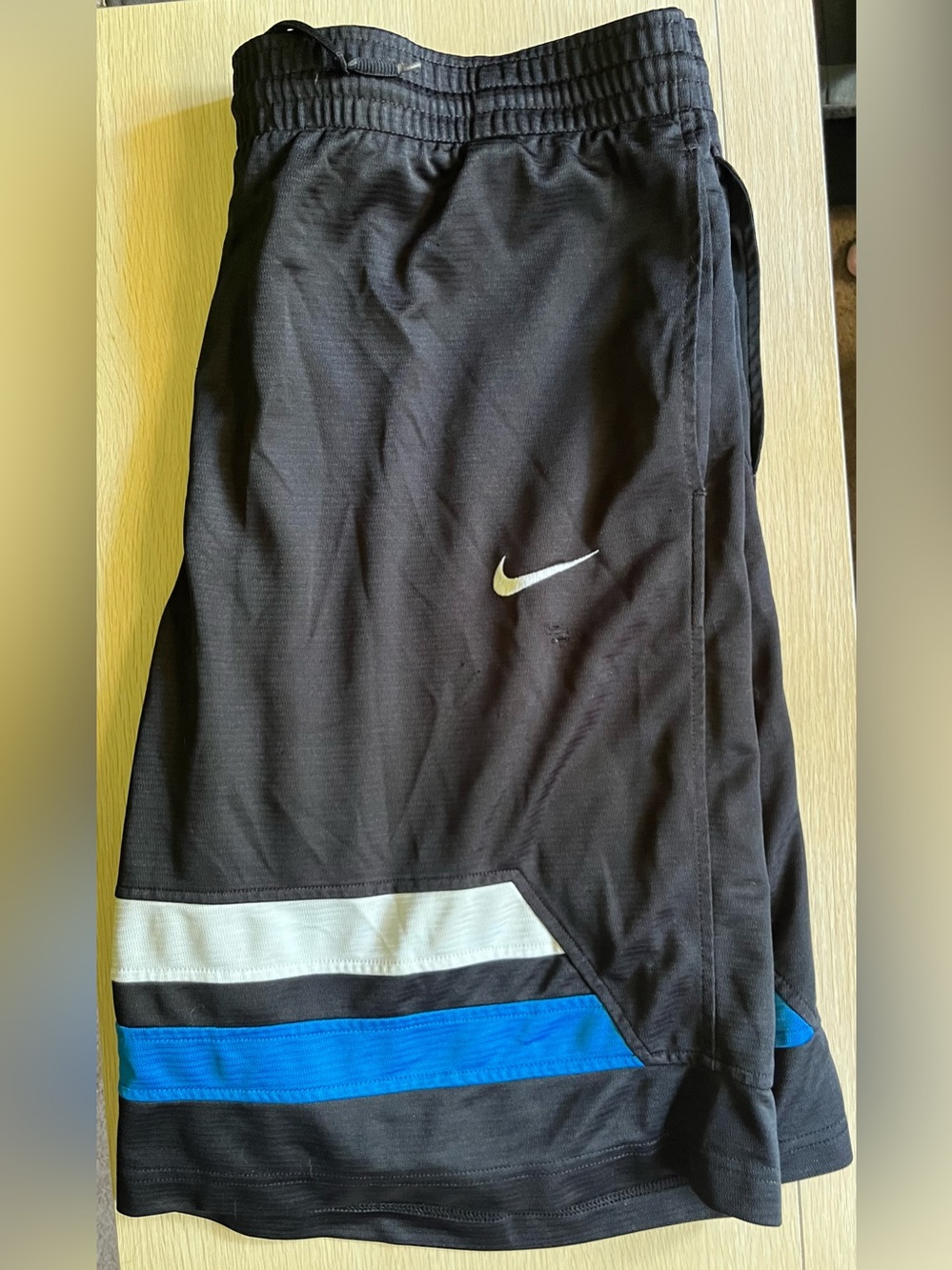 Nike Navy Blue Athletic Shorts with White & Blue Stripes